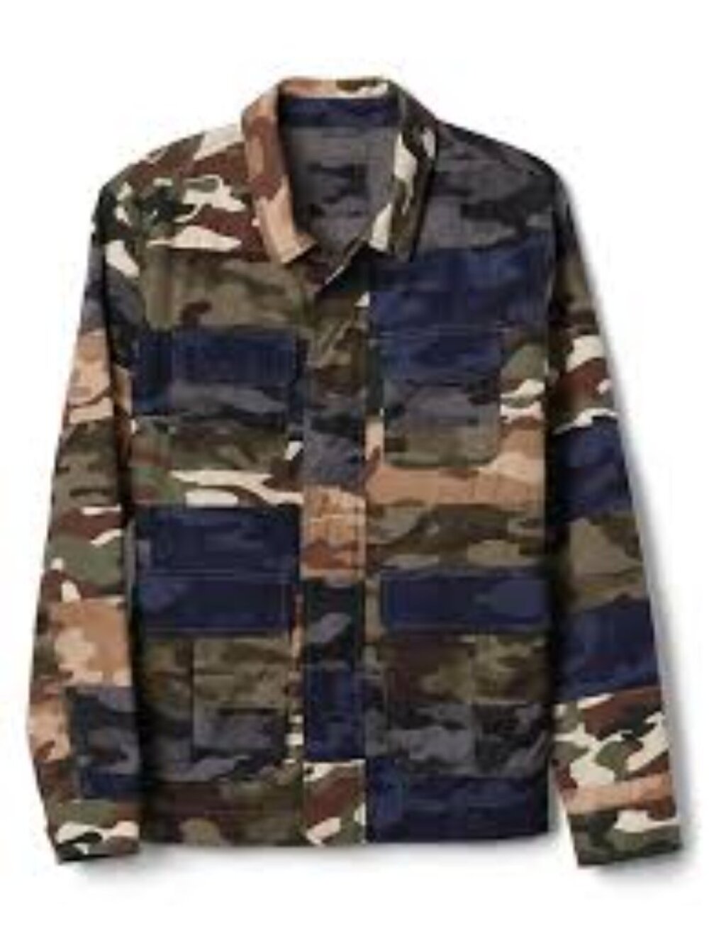 The Gap Unisex Camo Patchwork Military Jacket in Poplin - XL